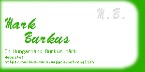 mark burkus business card